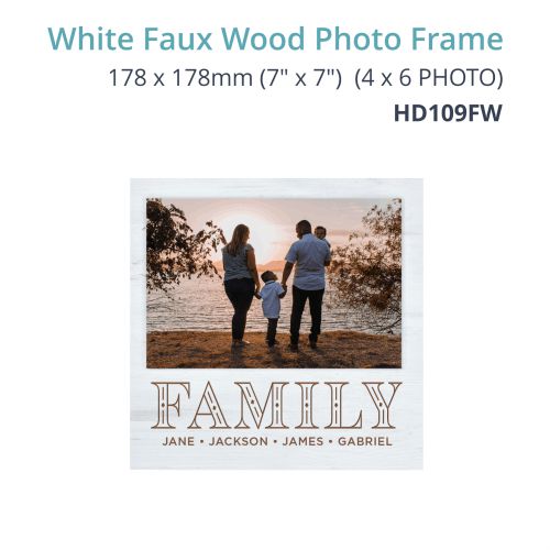 White Faux Wood Photo Frame 178 x 178mm