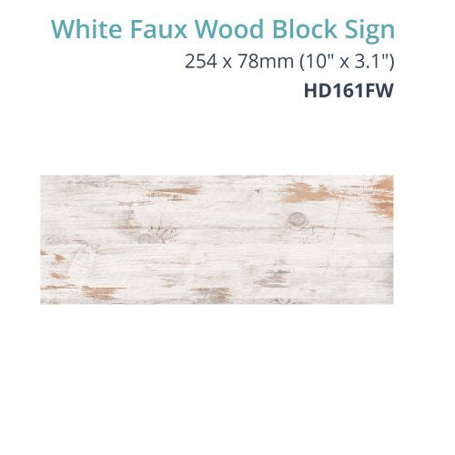 White Faux Block Sign 254 x 78mm